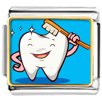 Italian Charms - tooth and brush photo italian charm Image.