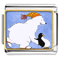 Italian Charms - polar bear and penguin photo italian charm Image.