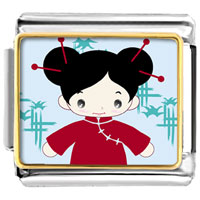 Italian Charms - girl in costume photo italian charm Image.