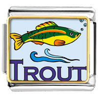 Italian Charms - trout photo italian charm Image.