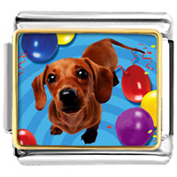 Italian Charms - balloon around puppy photo italian charm Image.