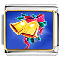 Italian Charms - holly and bells photo italian charm Image.