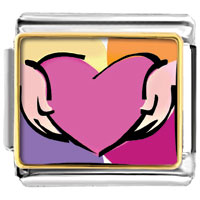 Italian Charms - pink heart in hands photo italian charm Image.