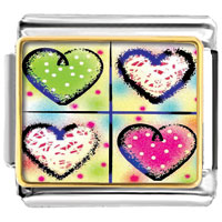 Italian Charms - four beautiful hearts photo italian charm Image.