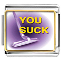 Italian Charms - purple you suck photo italian charm Image.