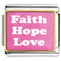 Italian Charms - pink faith hope love photo italian charm Image.