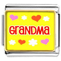 Italian Charms - grandma hearts flowers photo italian charm Image.