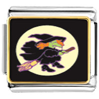 Italian Charms - flying witch photo italian charm Image.
