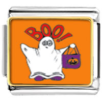 Italian Charms - boo ghost costume orange photo italian charm Image.