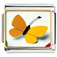 Italian Charms - big yellow butterfly photo italian charm Image.