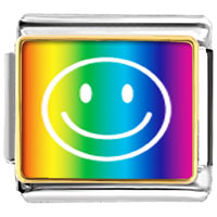 Italian Charms - rainbow happy face photo italian charm Image.