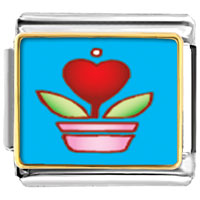 Italian Charms - heart plant photo italian charm Image.