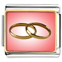 Italian Charms - wedding rings pink and golden photo italian charm Image.