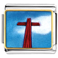 Italian Charms - wooden cross photo italian charm Image.
