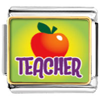 Italian Charms - teacher apple photo italian charm Image.