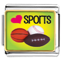 Italian Charms - heart sports photo italian charm Image.