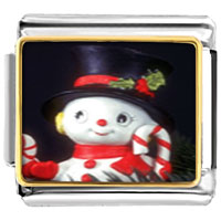 Italian Charms - snowman figurine photo italian charm Image.