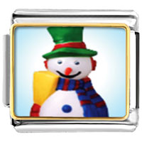 Italian Charms - plastic snowman photo italian charm Image.