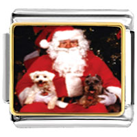 Italian Charms - dogs on santa's lap photo italian charm Image.