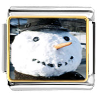 Italian Charms - real snowman photo italian charm Image.
