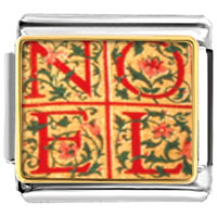 Italian Charms - noel quilt square photo italian charm Image.