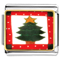 Italian Charms - christmas tree quilt square photo italian charm Image.