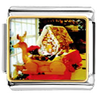 Italian Charms - cozy gingerbread house photo italian charm Image.
