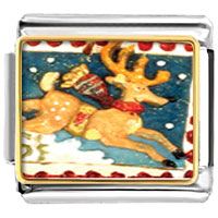 VPH785: christmas reindeer stamp photo italian charm Image.