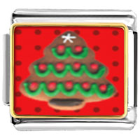 Italian Charms - gingerbread christmas tree photo italian charm Image.