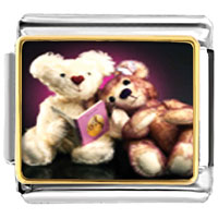 Italian Charms - teddy bear story time photo italian charm Image.