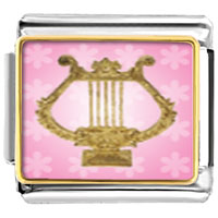 Italian Charms - golden lyre photo italian charm Image.