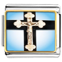 Italian Charms - ivory crcifix on cross photo italian charm Image.