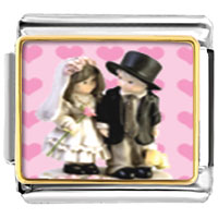 Italian Charms - little bride &amp; groom photo italian charm Image.