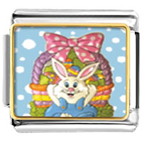 Italian Charms - easter basket &amp; bunny photo italian charm Image.
