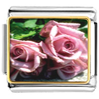 Italian Charms - dusty pink roses photo italian charm Image.