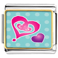 Italian Charms - painted hearts photo italian charm Image.