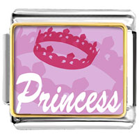 Italian Charms - pink princess tiara photo italian charm Image.