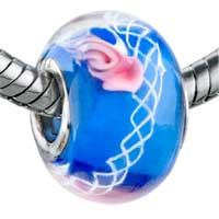 European Beads - light salmon rose translucent murano glass european beads Image.