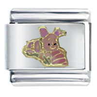 Italian Charms - piglet with flowers licensed italian charm Image.