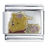 Italian Charms - pooh bear purple rose licensed italian charm Image.