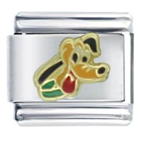 Italian Charms - gold pluto dog licensed italian charm Image.