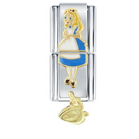 Italian Charms - alice and teacup licensed italian charm Image.