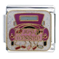 X2_CA1008Z_PG: gold plated just married x2 italian charm Image.