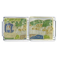 Italian Charms - cinderella horsedrawn carriage x2 italian charm Image.