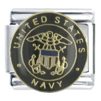 Italian Charms - united states navy black x2 italian charm Image.