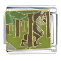 Italian Charms - little red riding hood injured wolf x2 italian charm Image.