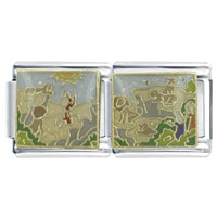 Italian Charms - bible story daniel and the lions x2 italian charm Image.
