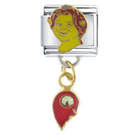 Italian Charms - shrek fiona's heart and stud licensed italian charm Image.