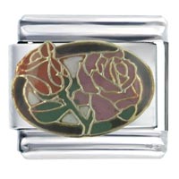 Italian Charms - red and pink roses x2 italian charm Image.