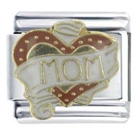 Italian Charms - heart mom x2 italian charm Image.